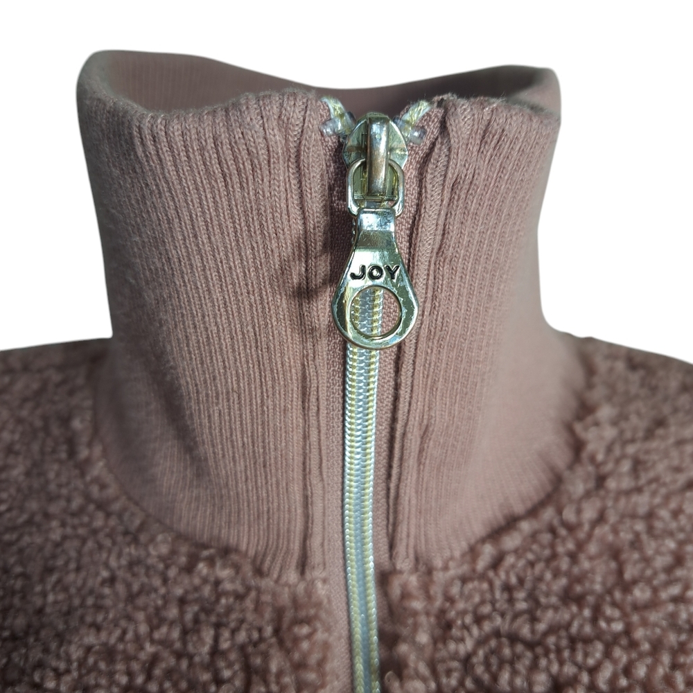 Joy Lab Women Oversized Fleece Jacket M Pullover Half Zipper Mock Neck Old Pink - Picture 6 of 16